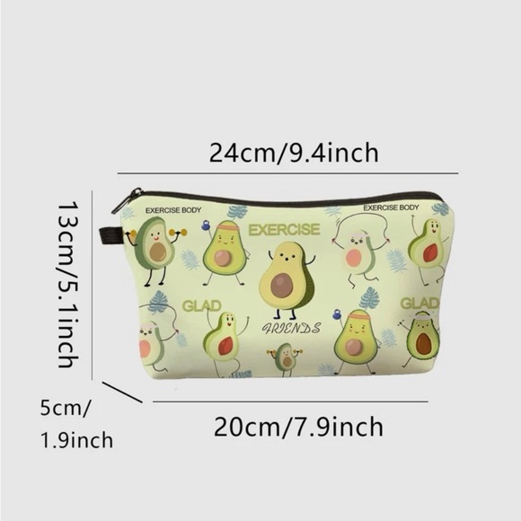 🥑🆕 Happy Avocados Makeup Bag or Pencil Case - Picture 4 of 4